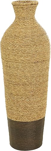 Miniatura 4 de Deco 79 Florero de ánfora de hierba marina bohemia, 10 x 10 x 21 pulgadas, marrón