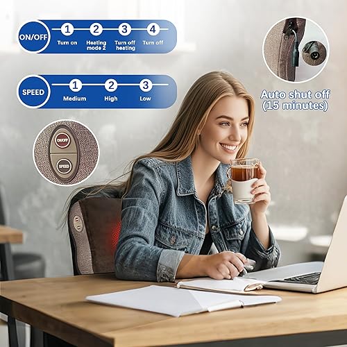 Miniatura 2 de Joyset Shiatsu Masajeador de cuello y espalda con calor, masajeador de hombros 3D para aliviar el dolor de tejido profundo, almohada portátil de