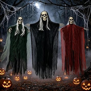 3 Pcs Halloween Hanging Skeleton Ghost Decorations