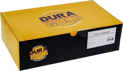 Miniatura 4 de Dura-Gold Hojas de papel de lija dorado de 14 de hoja de alta calidad, grano 600 (caja de 400)  Carpintería para muebles de madera, pintura