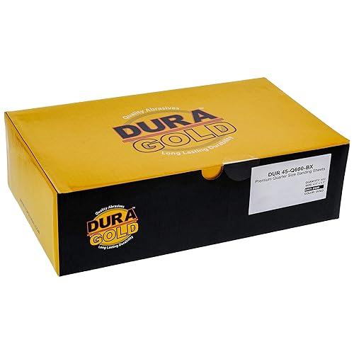 Miniatura 4 de Dura-Gold Hojas de papel de lija dorado de 14 de hoja de alta calidad, grano 600 (caja de 400)  Carpintería para muebles de madera, pintura
