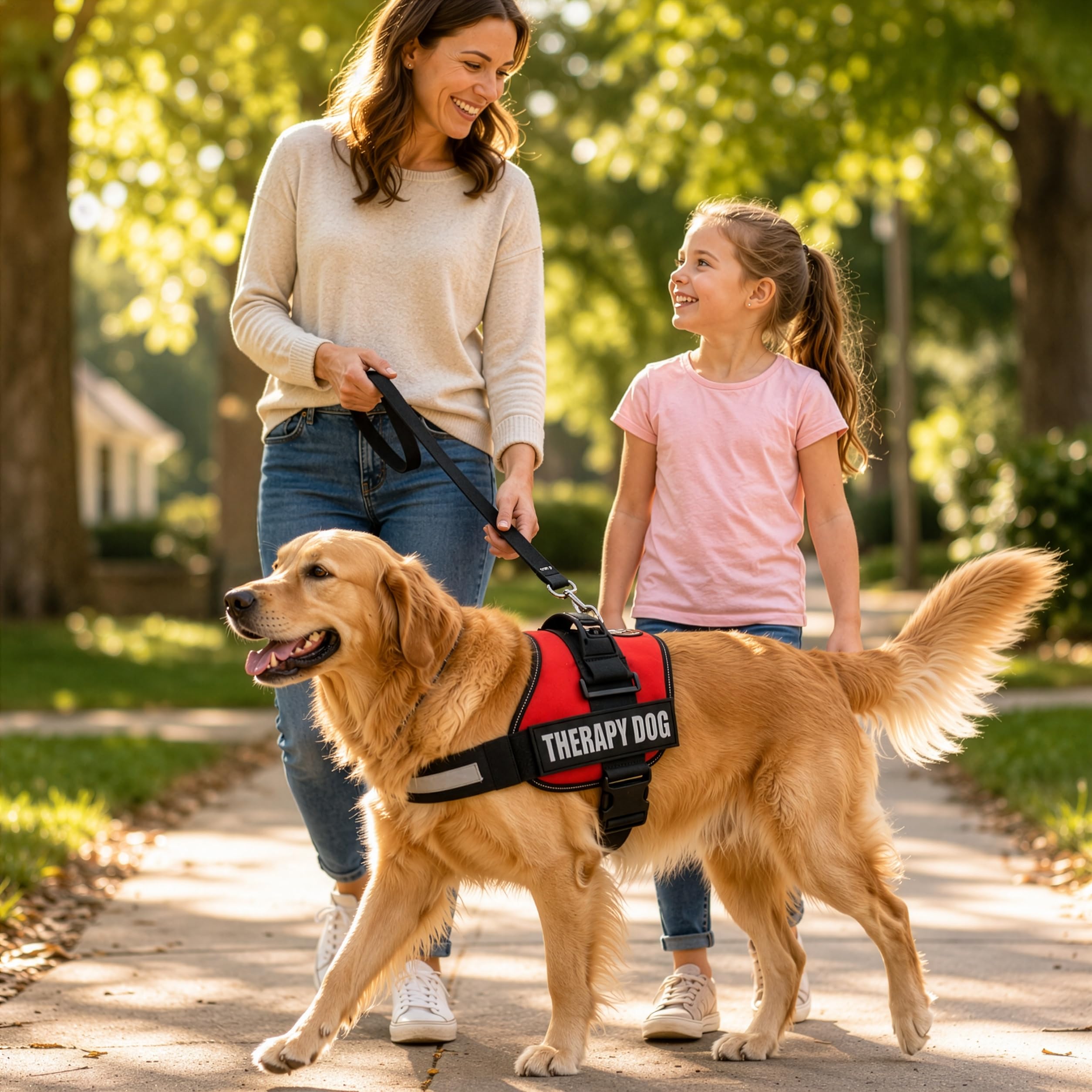 Albcorp Arnés Reflectante para Perro, de Nailon, Chaqueta de Animal de Servicio Ajustable, con 2 Parches extraíbles para Perros de Terapia de, Rojo, Extra pequeño