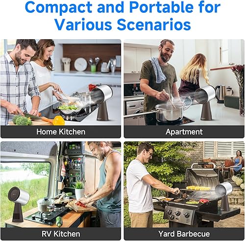 Miniatura 7 de AMZCHEF Campana extractora portátil, campana extractora de escritorio con ventilador de escape de 3 velocidades, taza grande de recolección de