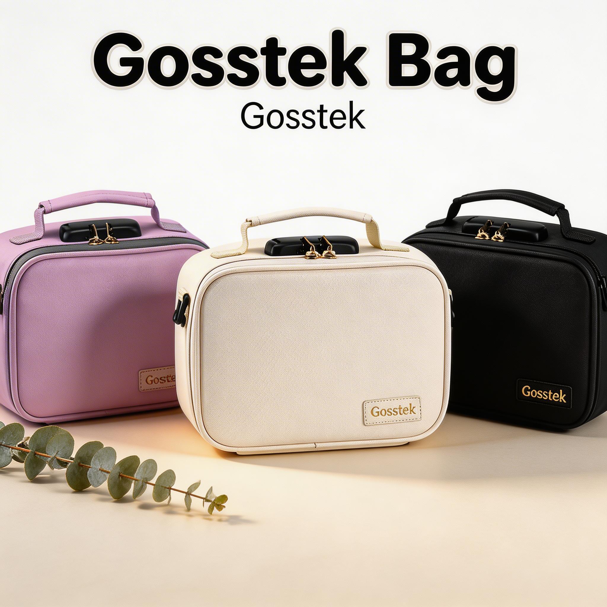 Amazon.com: Gosstek Pink Leather Cosmetic Carrier Bag with 10