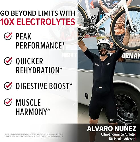 Miniatura 3 de 10X Health - Mezcla de bebida en polvo de electrolitos con limonada de fresa con potasio, magnesio y sal del mar mediterráneo, polvo de electrolitos