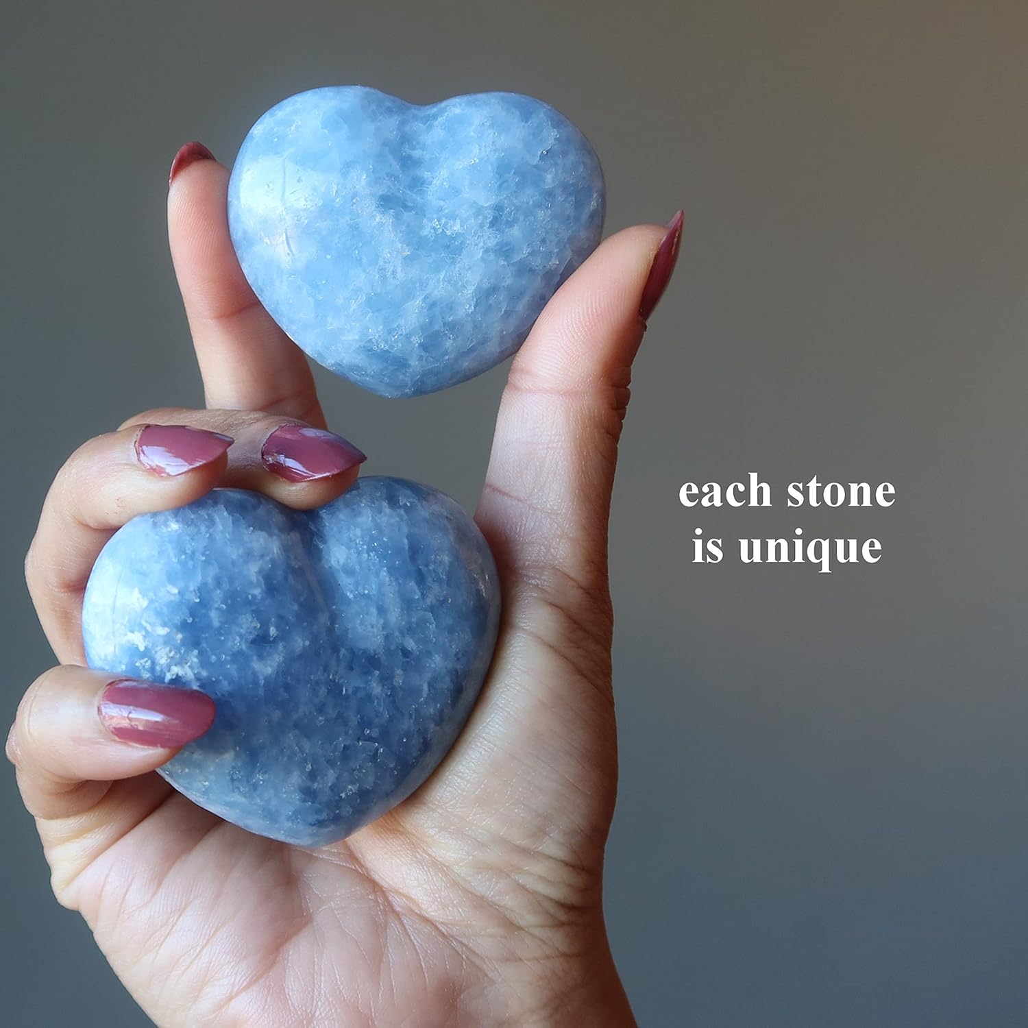 Blue Calcite Heart Dreamy Desires Sweet Love Crystal Stone 3.25-3.5 Inches