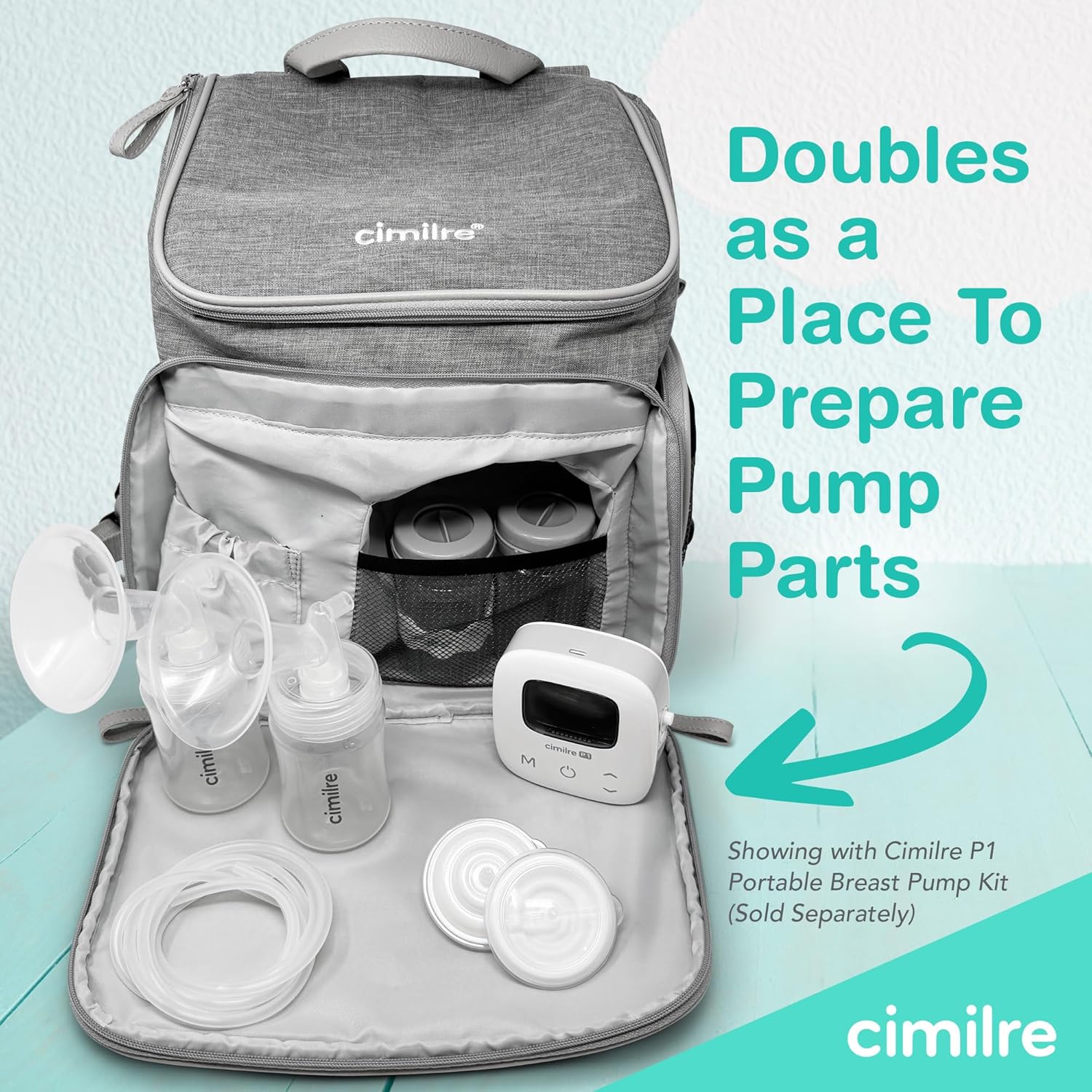 Cimilre Journey Breast Pump Backpack, Stylish & Functional Breast Pump Bag with Plenty of Pockets & Collapsible Compartments, Easily Fits Your Breast Milk, Pump, Accessories & More, 13” H x 12” W