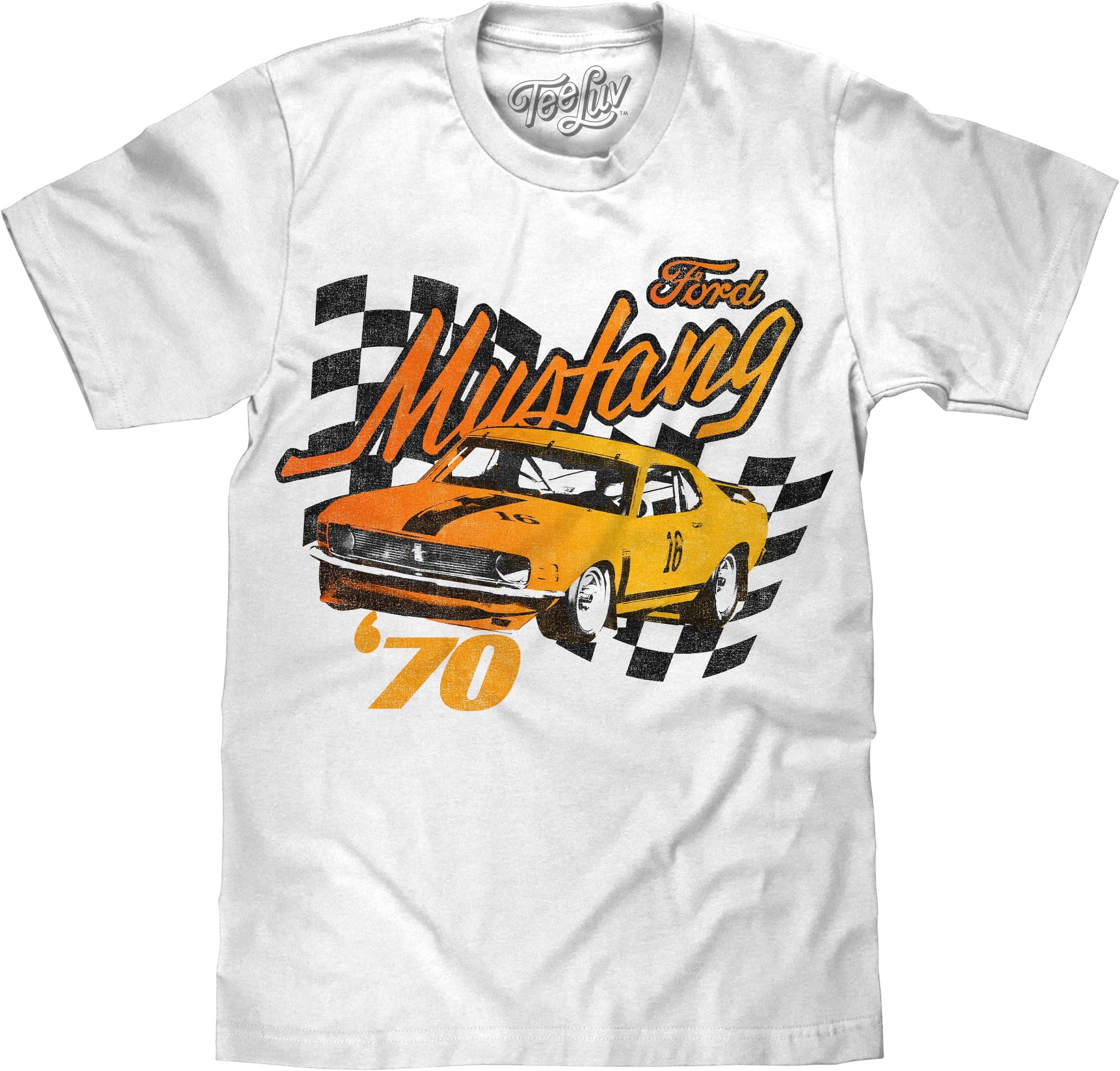 Tee Luv Men's Faded 1970s Ford Mustang Car Shirt