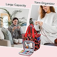 Vista 6 de Yarn Storage Tote, Knitting Bag, Portable Storage Bag for Yarns, Tote-Large Capacity Crochet Organizer Crocheting Kit, Crochet Hooks & Needles, Yarn