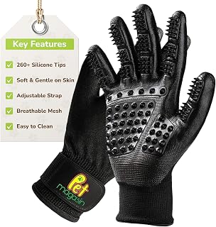 Pet Magasin® Durable Gentle Dog Washing Gloves (1-Pair) - Premium Pet Grooming Gloves For Dogs, Cats & Horses | Dog Scrubber For Bath | Cat Hair Remover Glove | Bathing Brush (Black, Medium)