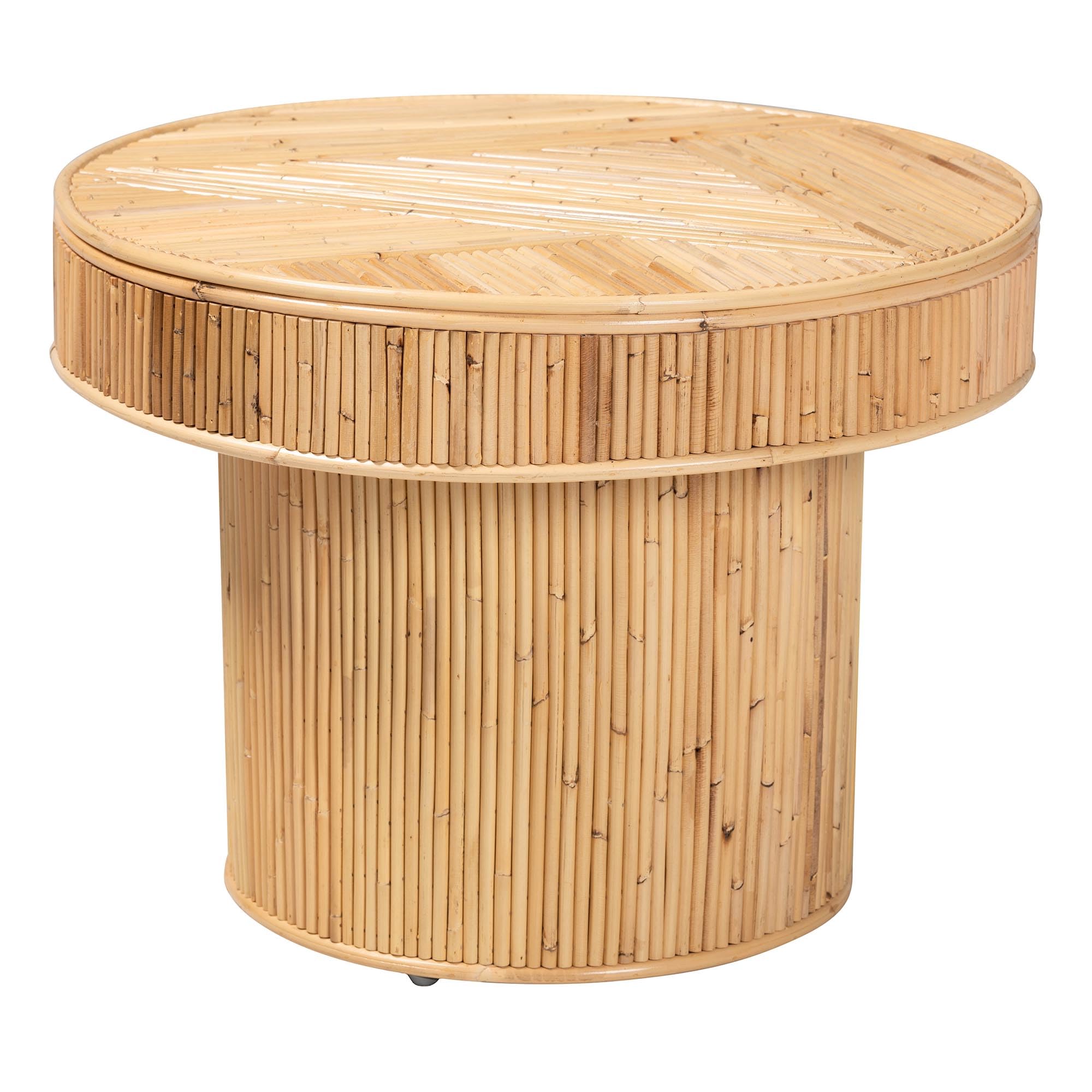 bali & pari Iryna Modern Bohemian Natural Rattan End Table