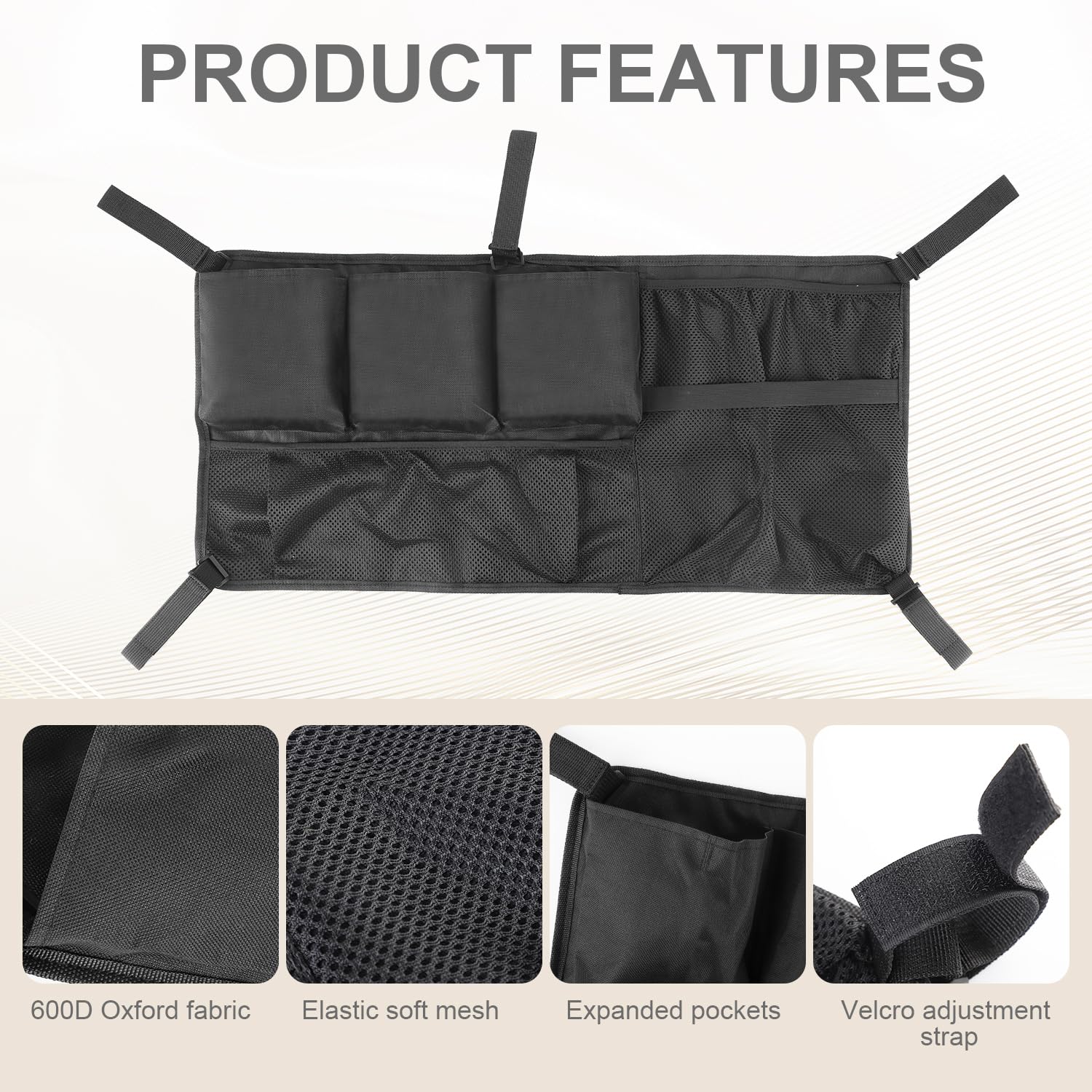 Filet de Chargement, Noir Sac en Filet pour Poussette Grande Capacité Filet de Chargement Vehirie Accessoires pour Chariot de Poussette Compatible avec Tous Les Modèles de la Série W WONDERFOLD