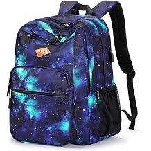ZORFIN 36L Backpack for College, and Travel Water Resistant Bookbag with 8 Compartments - Cyberspace Galaxy
