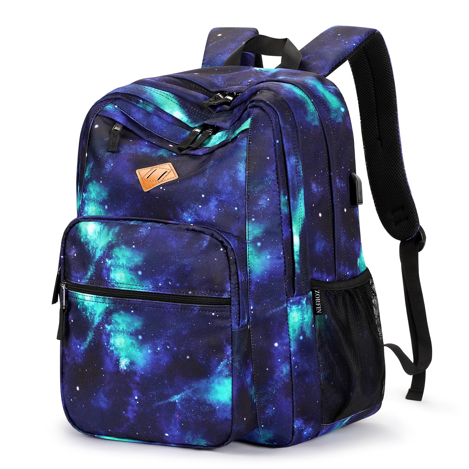 36L Backpack for College, and Travel: Water Resistant Bookbag with 8 Compartments - Cyberspace Galaxy Cyberspace Galaxy 18.5 Inch