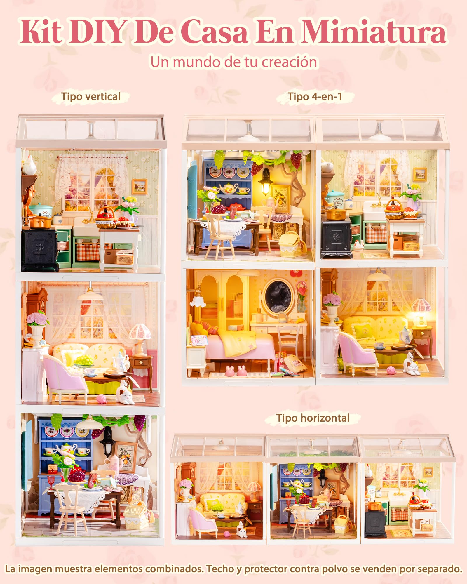 Rolife Super Creator Holiday Tea Time, Kits de casa en miniatura DIY, casa de muñecas piezas de colección y figuras de acción, mini casa para adultos para construir, regalo de cumpleaños y Navidad