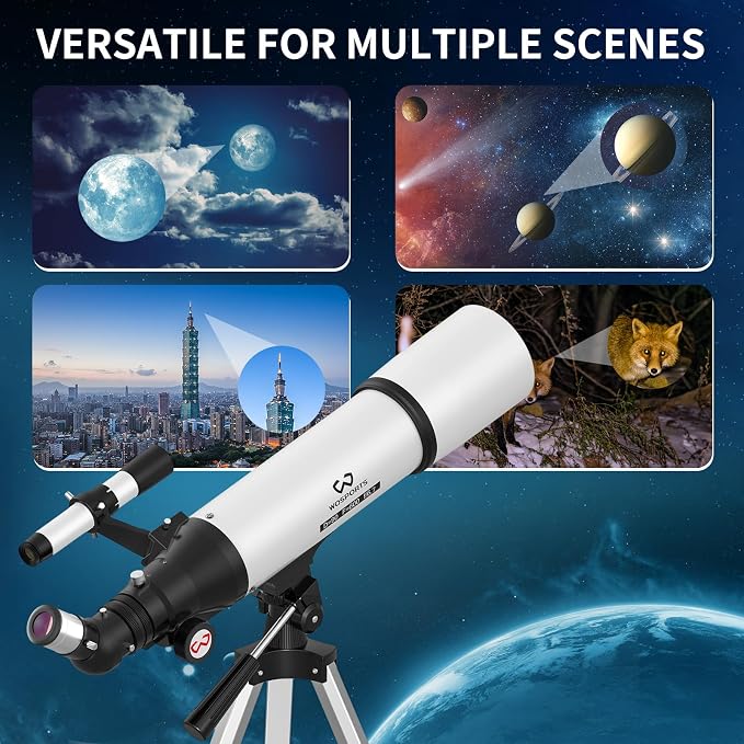 Telescopio WOSPORTS para adultos de 90mm, 600mm, portátil, profesional, receptor refractor miniatura 7