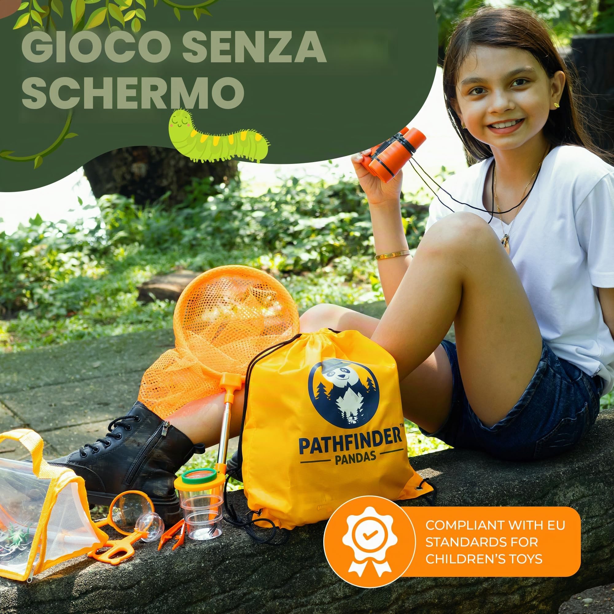 Kit Esploratore Bambini - Butterfly Kit, Binocolo, Bussola, Insetti - Giochi per Bambini 4-8 Anni