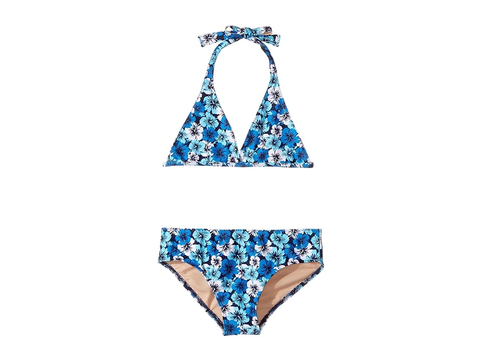 

Toobydoo Hawaiian Flower Bikini (Infant/Toddler/Little Kids/Big Kids) (Hawaiian Flower/Aqua/Navy/White) Girl's Swimwear Sets