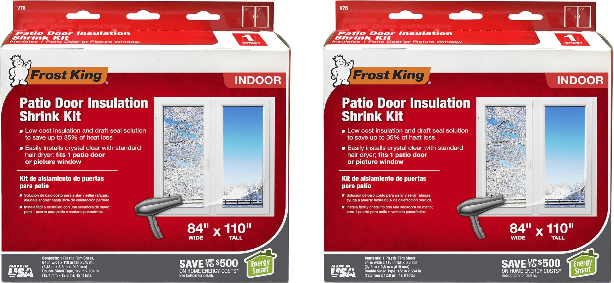 Frost King V76H Shrink Window Kit 84-Inch by 110-Inch, Clear