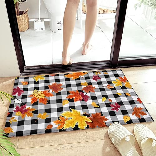 Miniatura 2 de Alfombra de baño de hojas de arce otoñal, tapete de Acción de Gracias, antideslizante, suave y absorbente, alfombra de área peluda para cocina,