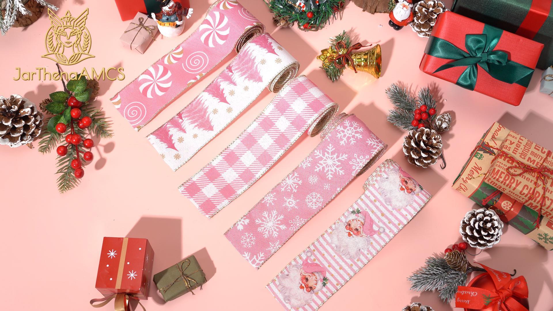 Amazon.com: JarThenaAMCS 5 Roll Pink Christmas Wired Edge