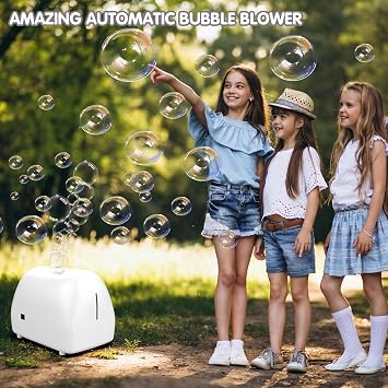 Bubble Machine for Kids Parties Bubble Maker Operated by Plugin or Batteries Outdoors Blower Life Theme Parties Weddings Birthday Parties Gifts for Boys and Girls (Bubble Machine AB)