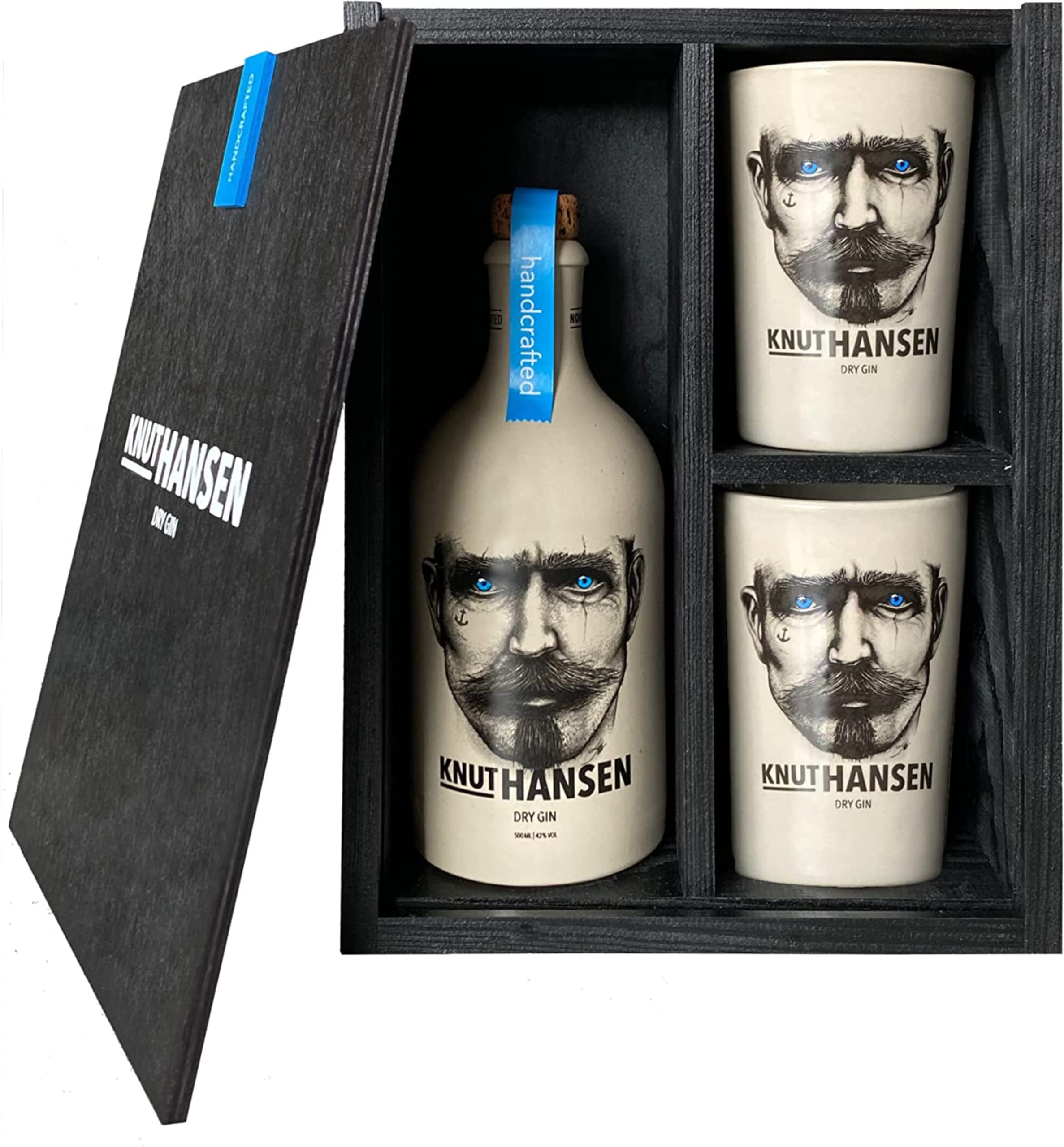 KNUT HANSEN DRY GIN Geschenk-Set | Weltweit ausgezeichnet | 0,5L KNUT HANSEN GIN inklusive 2 Keramik-Becher 0,5L
