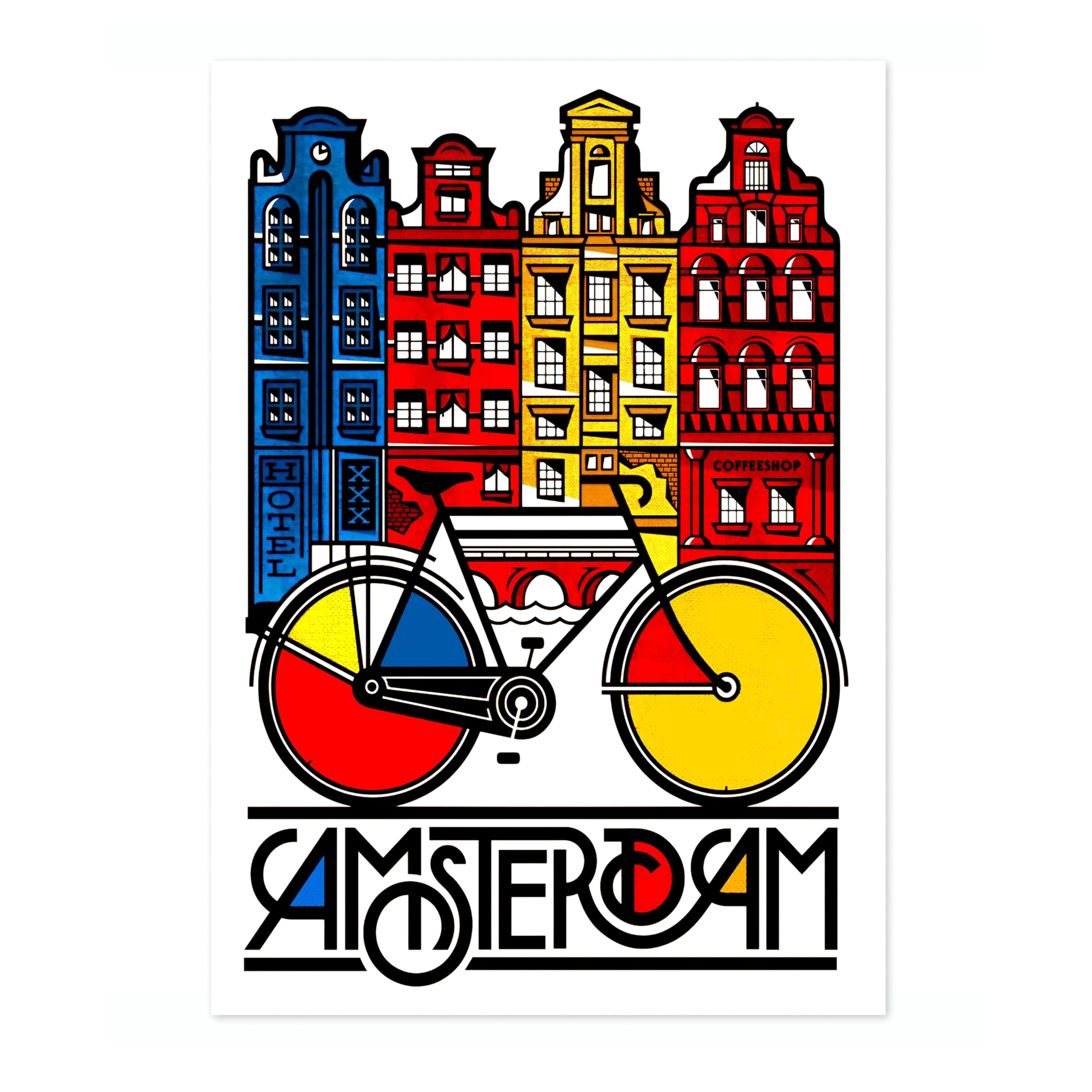 Animato Amsterdam, Holland Vintage Travel Poster, Retro Tourism Print, Popular Attractions Around The World, Postcard Home Decor, Archival Matte, A4 (Print Only) - 29.7x21cm