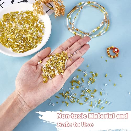 Miniatura 10 de 1 paquete de cuentas de vidrio surtidas para hacer joyas, cuentas de tubo de 0.069 a 0.178 pulgadas, cuentas espaciadoras de semillas de vidrio