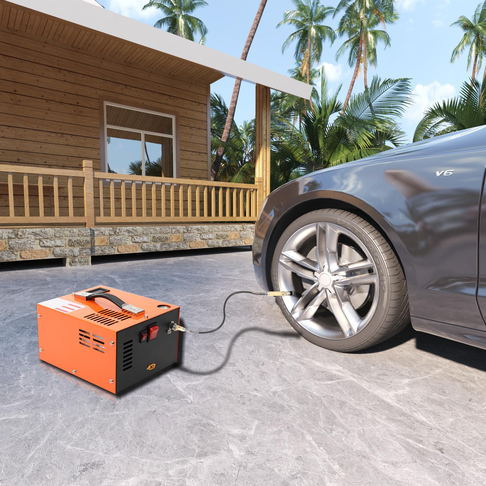 Compresor de aire PCP de alta presión de 300 W, compresor de aire portátil PCP de 30 MPa/300 Bar/4500 PSI, bomba de aire de alta presión, apagado manual, compresor, bomba de aire para botella