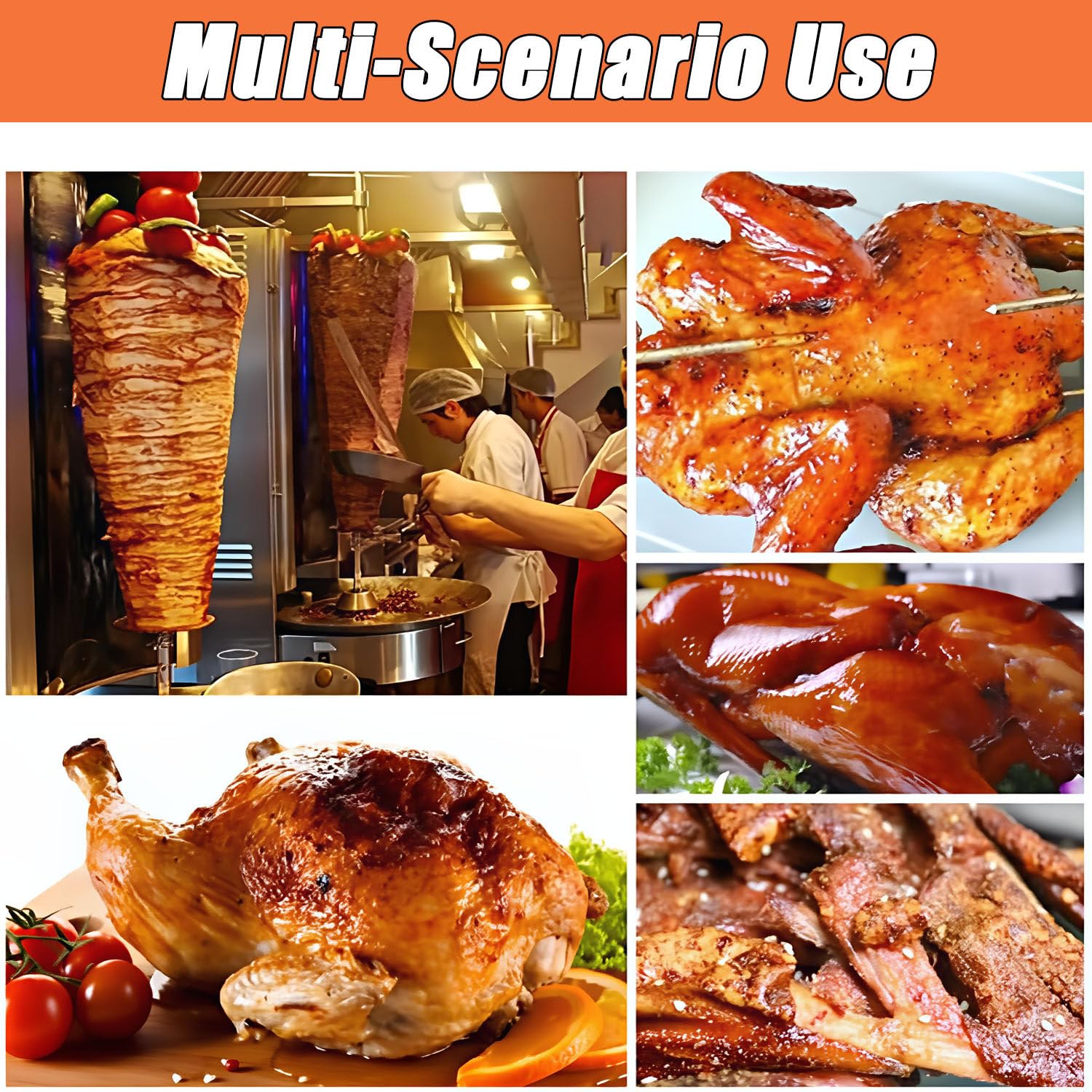 Máquina casera para shawarma de Pollo, asador Comercial de Pollo Turco para Doner, asador Vertical de propano de mostrador con 3 quemadores para Cocina casera, Restaurante y Fiestas.