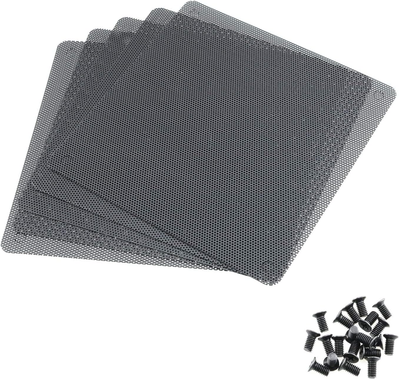 WAR HAMMER Kratos 5pcs 120mm PC Fan Dust Filter Black Square PC Computer Mesh Dustproof Case Cover Fan PC Dust Filter Cooler with Screws (12cm)