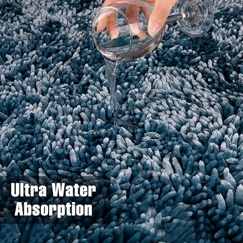 Miniatura 172 de Yimobra Juego de 2 alfombras de baño, alfombra de baño suave y absorbente y alfombra de inodoro en forma de U con respaldo antideslizante, alfombras