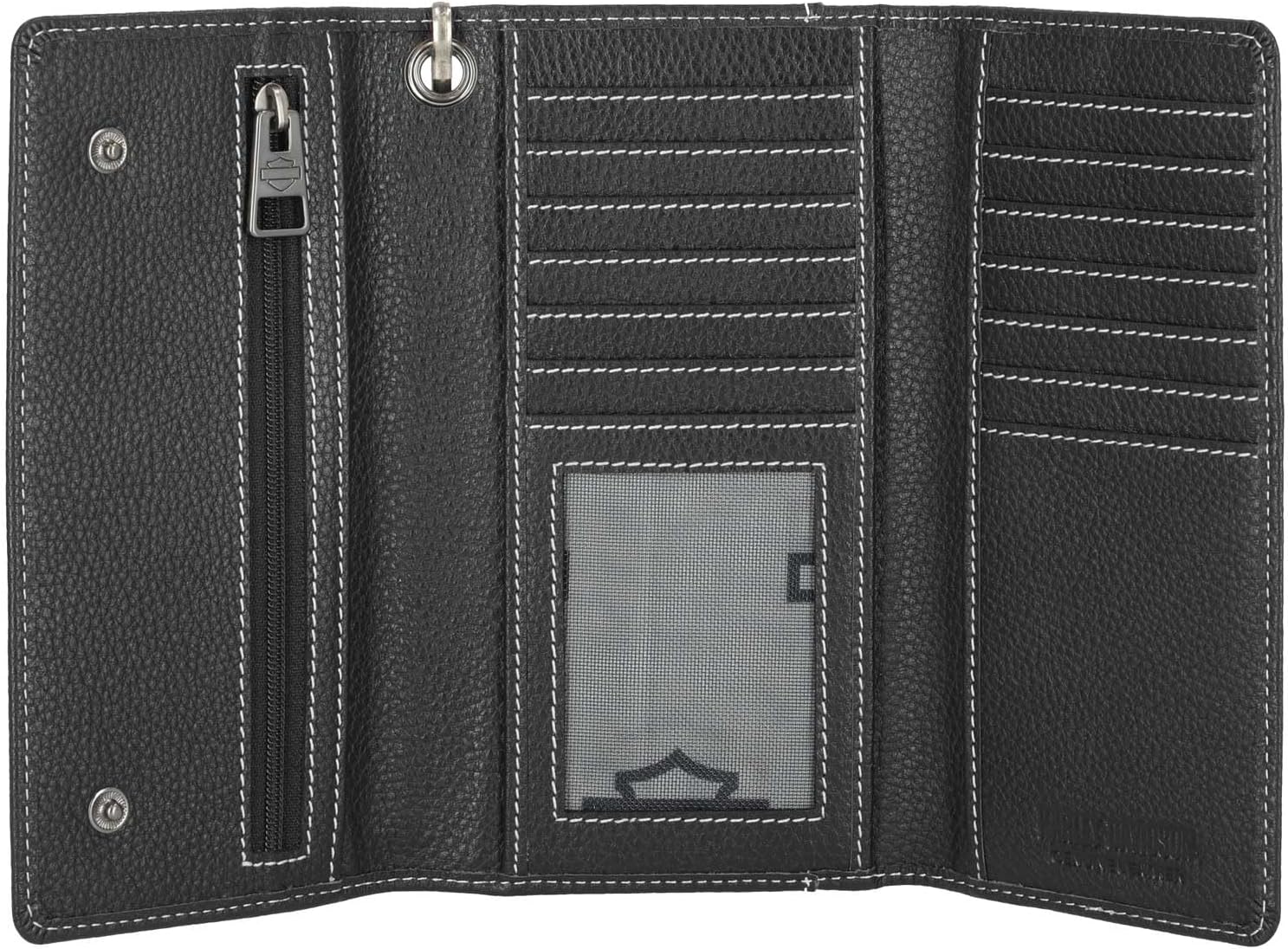 Harley-Davidson Men's Bar & Shield Embroidered Leather Trucker Wallet w/Chain