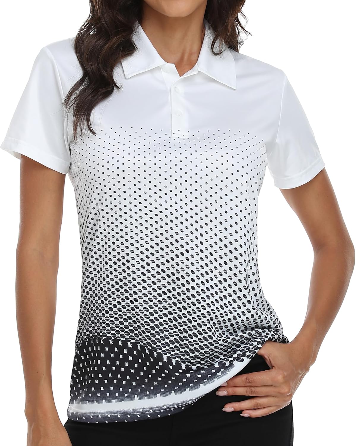Little Beauty Women's Golf Polo Shirts Short Sleeve Moisture Wicking Tennis Athletic Shirt with 3 Button