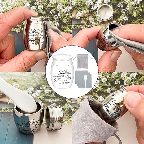 Miniatura 5 de Urnas pequeñas conmemorativas para cenizas humanas, mini urnas de cremación de recuerdo de 1.6 pulgadas para cenizas, urna funeraria decorativa para