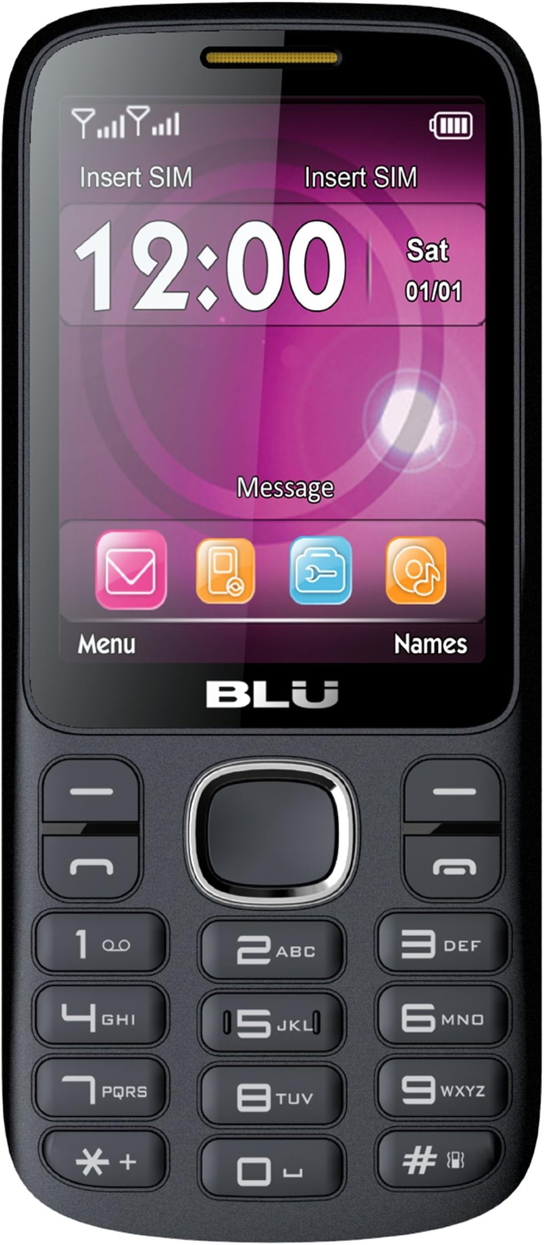 BLU T176T Jenny TV 2.8 Unlocked Quad-Band Dual SIM Phone (Black/Yellow)