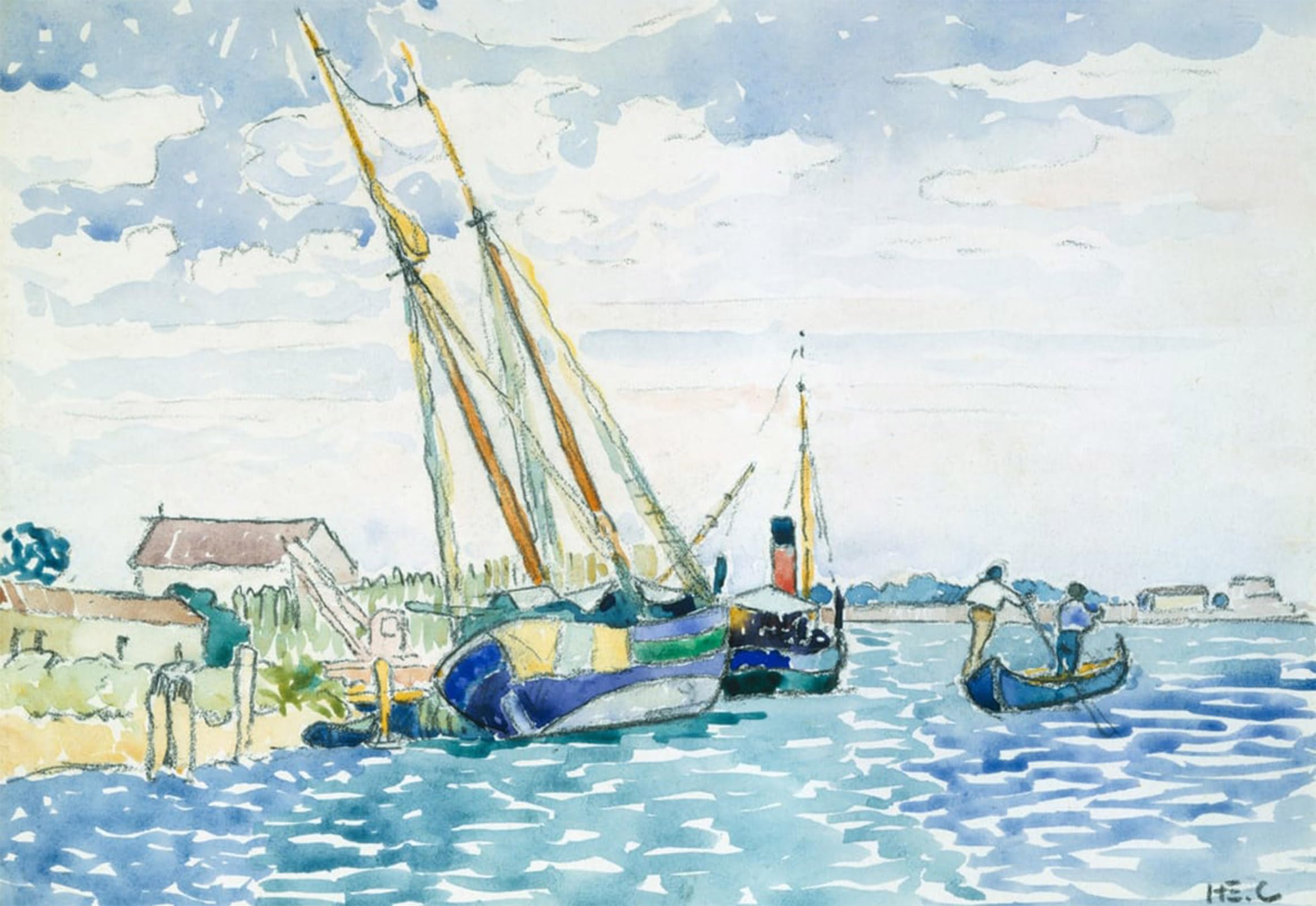 SERENDIPITP Aesthetic Poster Photo Wall Print Retro Picture Marine Scene by Henri Edmond Cross Modern Wall Artwork for Home Decor 60x90cm