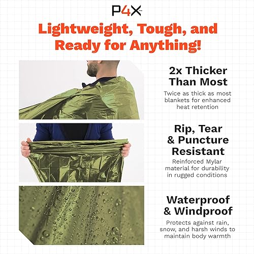 Vista 9 de PREPARED4X Paquete de 8 mantas Mylar – Manta de emergencia impermeable – Equipo de supervivencia resistente a rasgaduras y desgarros – Manta térmica