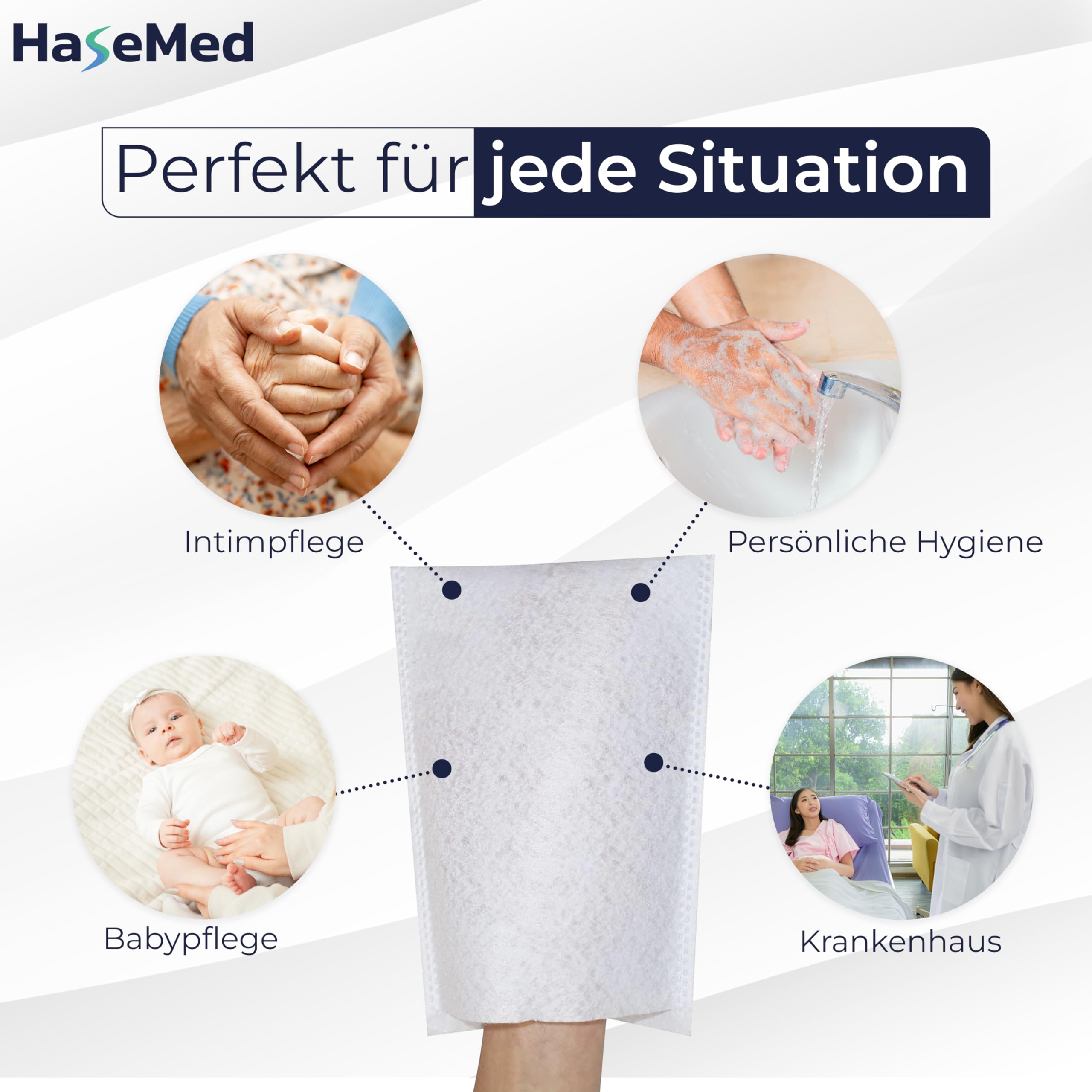 parahealth HaseMed Disposable Wash Mitts (15 x 22 cm) Hygienic & Soft Disposable Wash Mitts for Body & Intimate Care Skin-Friendly & Absorbent Made of Tear-Resistant Non-Woven Fabric (50 - Image 4
