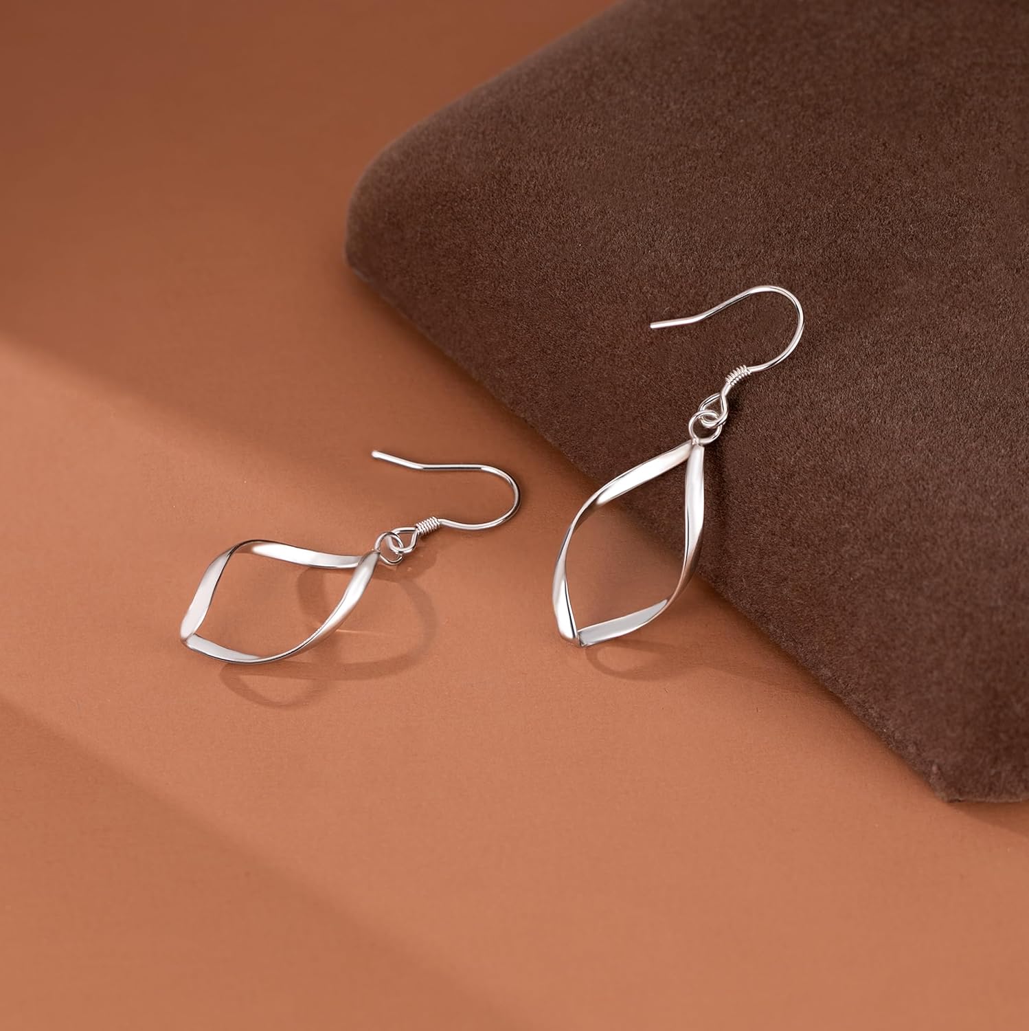 SLUYNZ Solid 925 Sterling Silver Hollow Curve Dangle Earrings for Women Teens Spiral Linear Drop Earrings Hook - Image 4