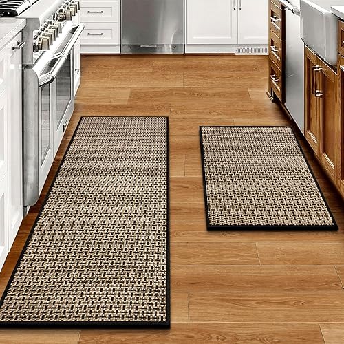 Juego de 2 alfombras de cocina antideslizantes lavables, alfombras absorbentes para cocina, parte delantera del fregadero, tapetes de cocina para