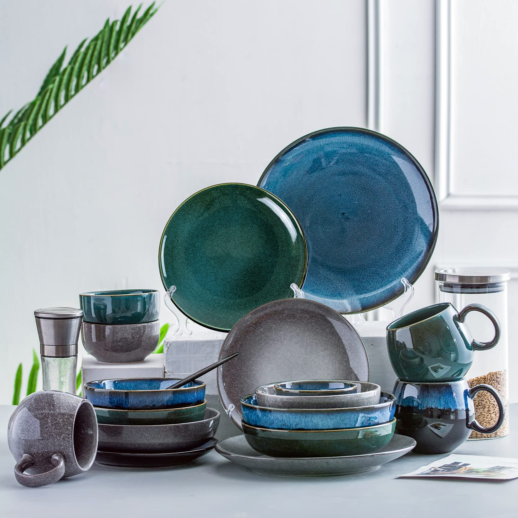 UNICASA Cuencos de Cereales de Porcelana, Cuencos de Pasta para Ensaladera de Mesa 4 Piezas, Cuencos y Tazones para Microondas de Desayuno