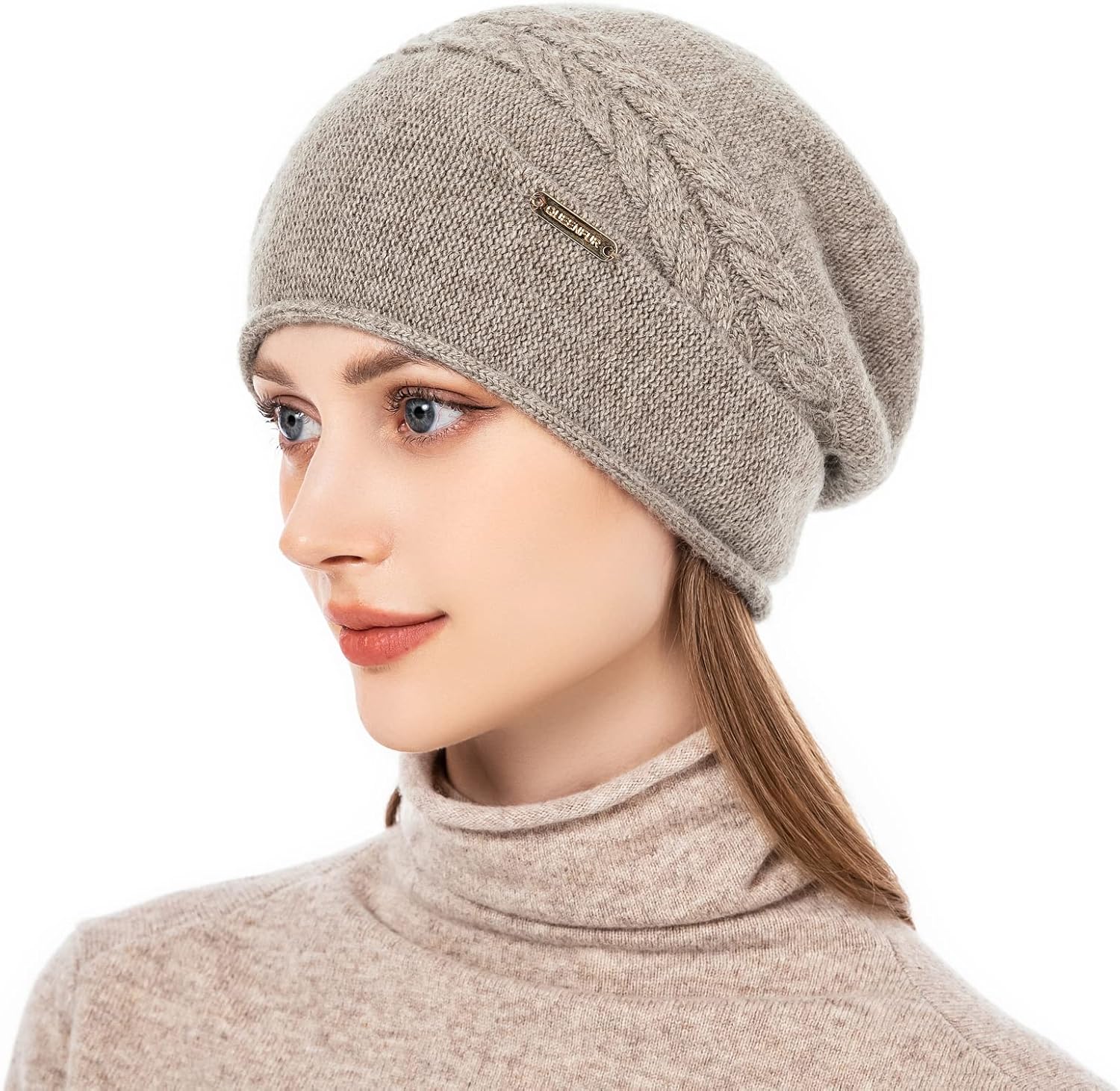 QUEENFUR Knit Slouchy Beanie Hats for Women Cashmere Ski Cap Knitted Wool Soft Warm Winter Hat - Image 2