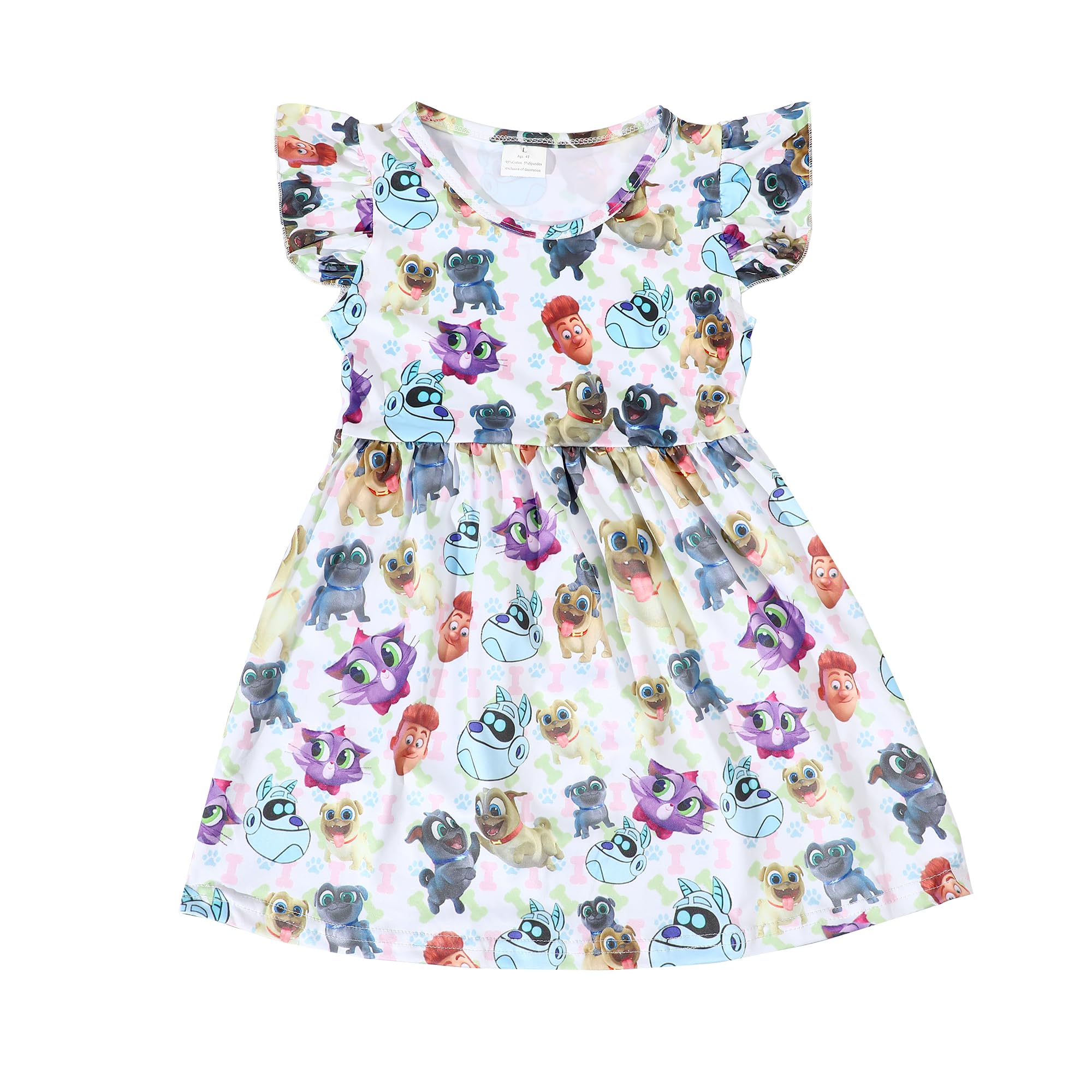 Toddler Girls Caterpillar Casual Dress Flutter Sleeve Summer Clothes 2-8T