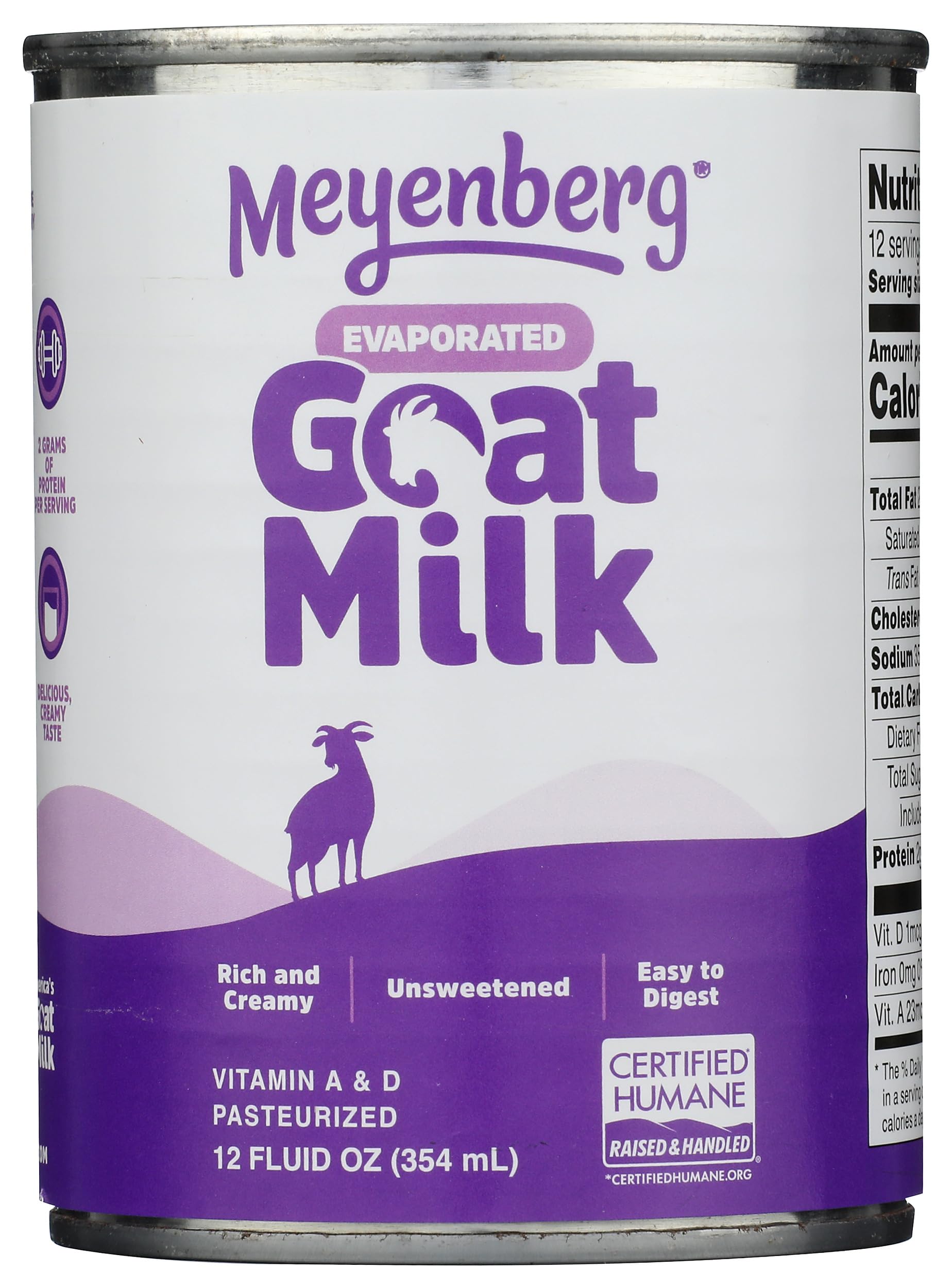 Meyenberg Goat Milk, Evaporated Goat Milk, Vitamin A & D, 12 fl oz (354 ml)