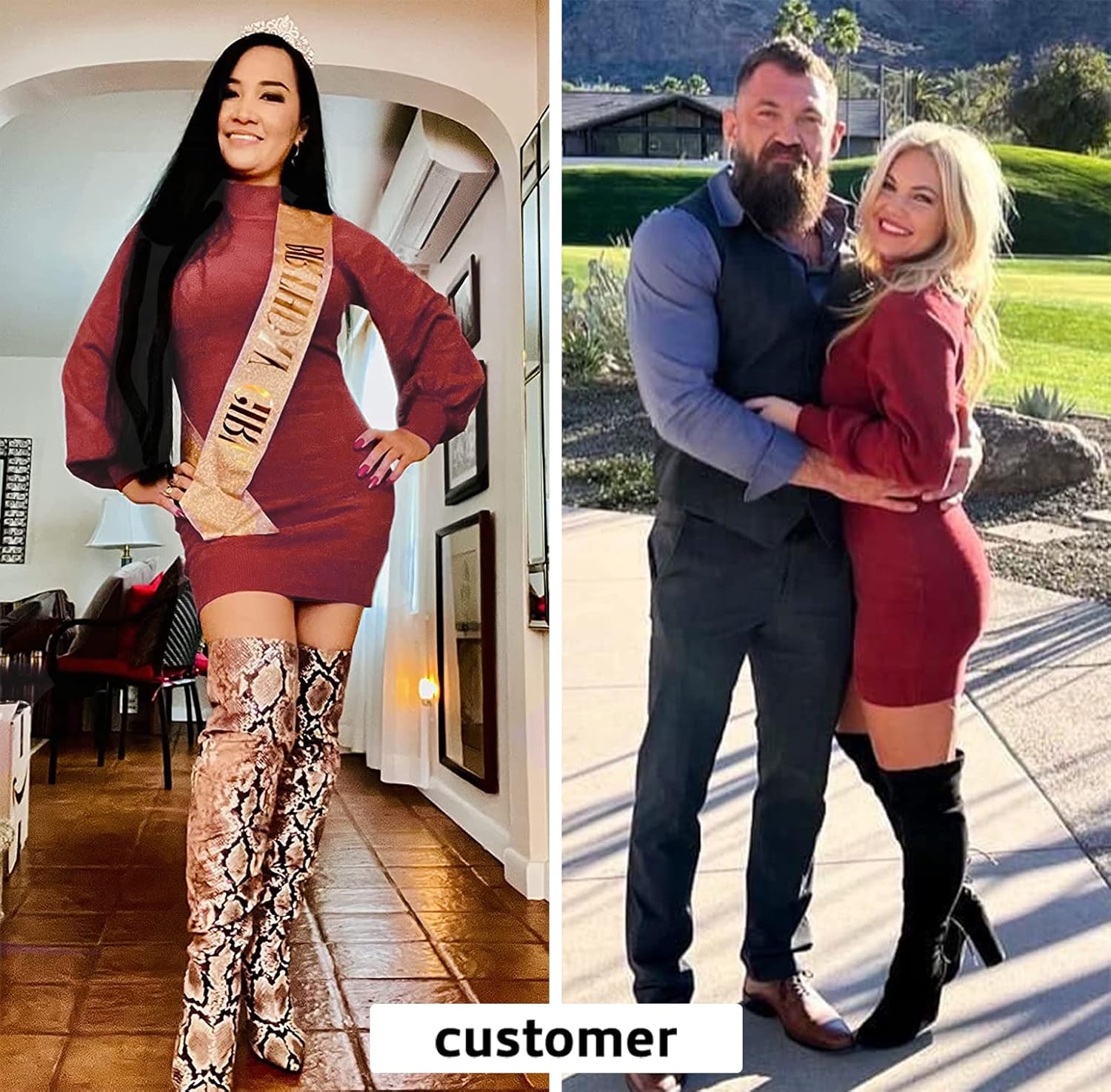 EXLURA Women's 2026 Mock Neck Ribbed Long Sleeve Bodycon Pullover Cute Mini Sweater Dress Vacation Outfits Winter Clothes - Image 4