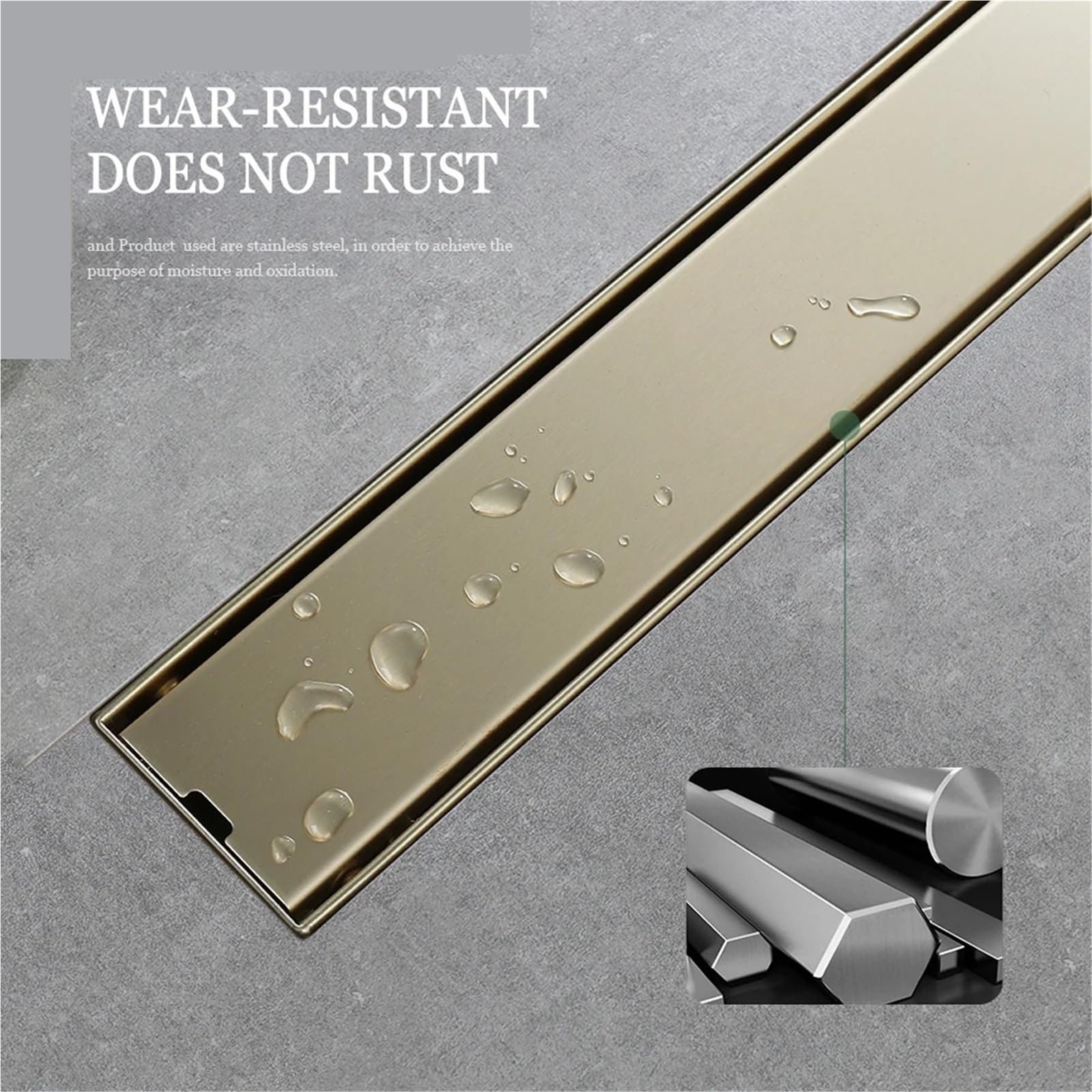 Drenaje De Suelo Desagüe de Suelo for baño, desagüe Ducha Invisible, colador, Accesorios Cocina, Acero Inoxidable para Lavabo(Gunmetal 900mm)