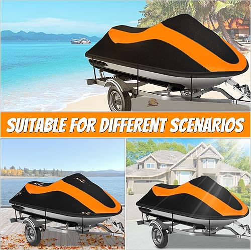 Miniatura 7 de Funda para moto acuática remolcable, impermeable, resistente al desgarro, con 3 hebillas resistentes al viento y ventilación de aire, se adapta de