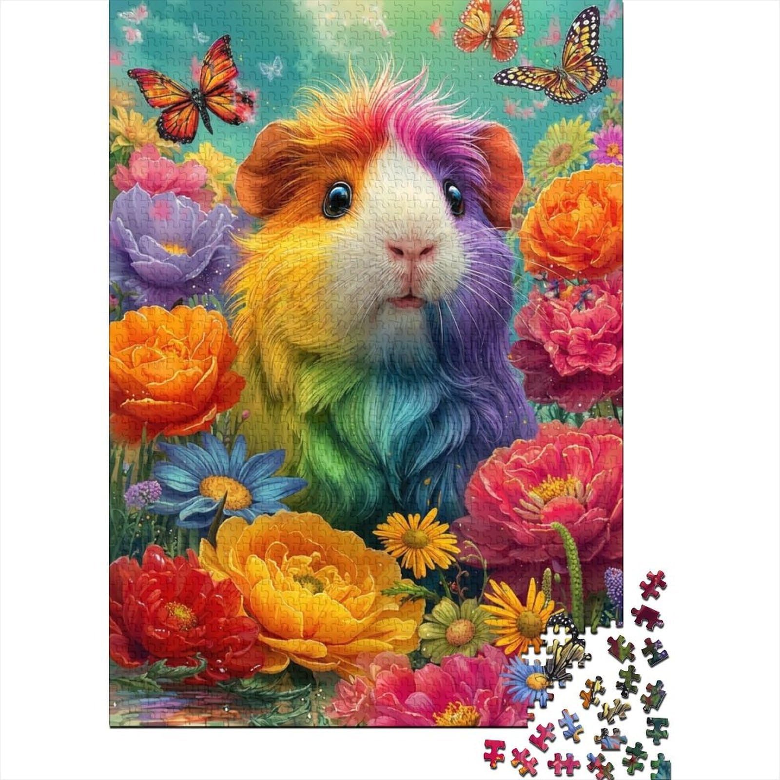 1000pcs Puzzle For Family Guinea Pig Flower Butterfly Challenging